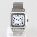 Cartier-HerrenarmbanduhrFa. Cartier, Schweiz. Modell: Santos. Edelstahl. Gewicht: 82 g.