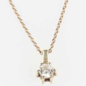 Diamant-Anhänger mit KetteAnhänger: 585/- Gelbgold, gestempelt. 1 Brillant ca. 0,25 ct. IF,