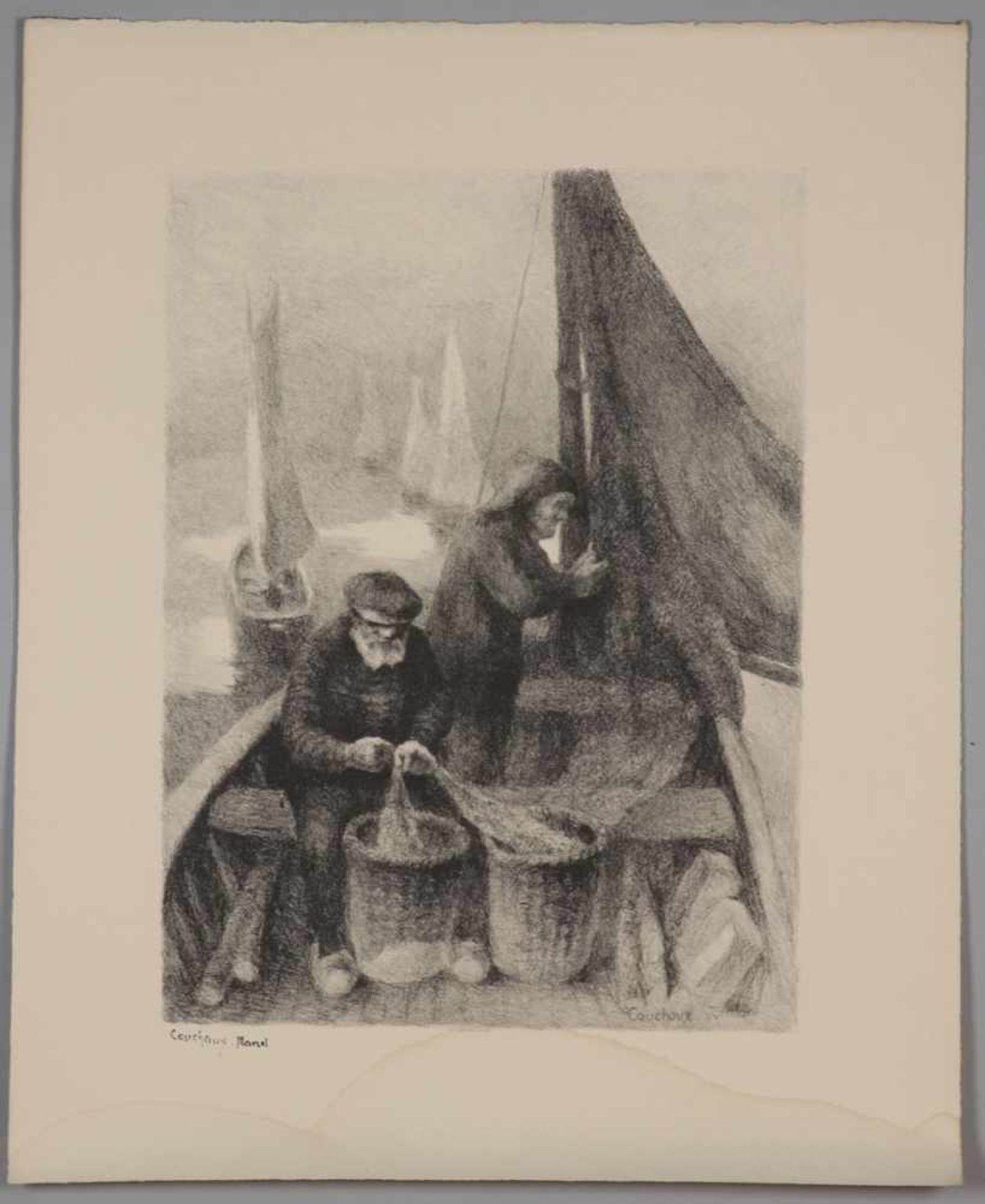 Marcel Couchaux1877 Rouen - 1939 Rouen - "Paysans et pêcheurs normands" (Mappe) - 8 Lithografien/ - Bild 7 aus 9