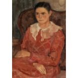 Künstler des 20. Jahrhunderts- Damenportrait - Öl/Lwd. 70 x 50 cm. Rückseitig auf dem Keilrahmen