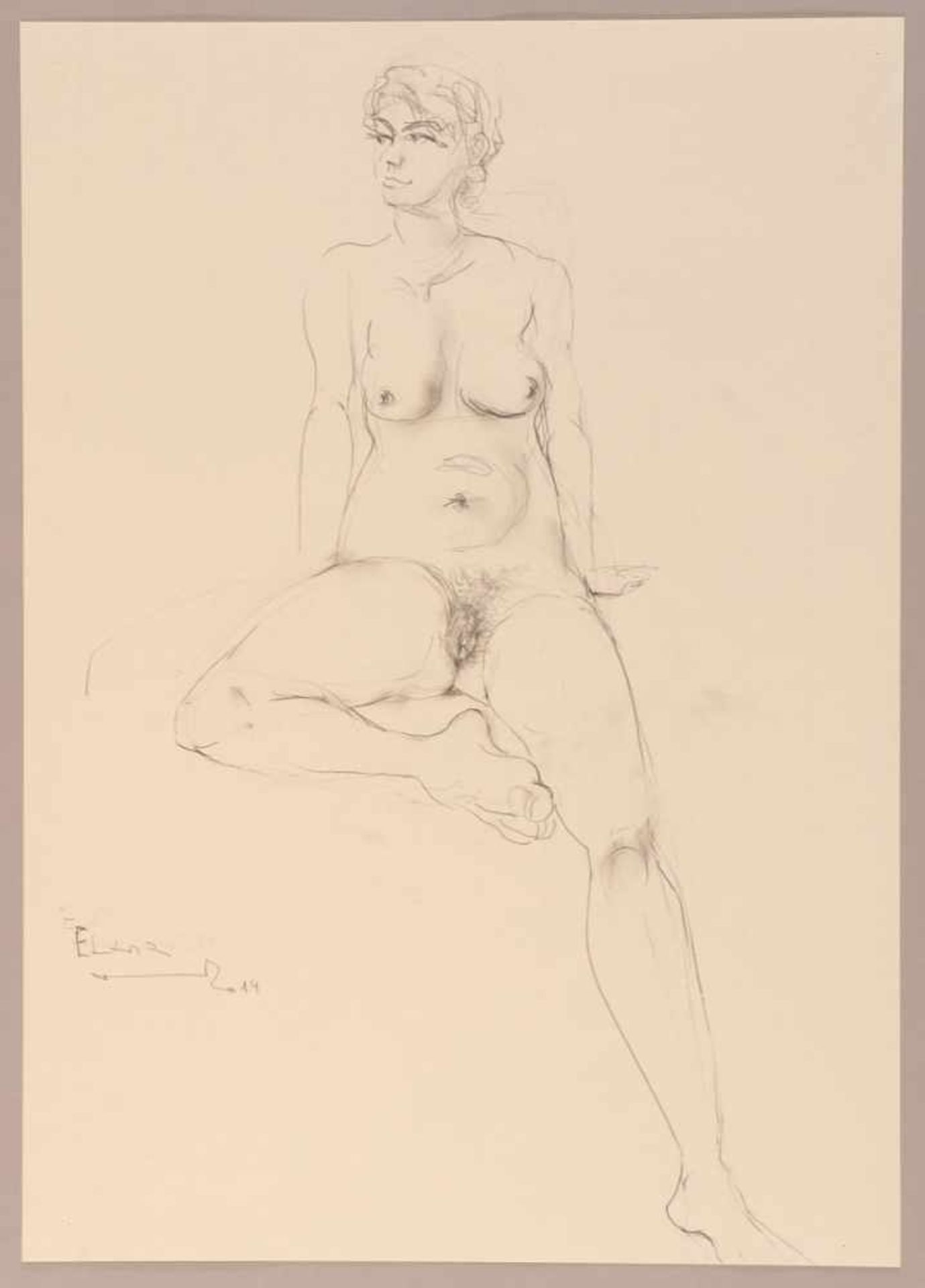 Armin Sandig1929 Hof/Saale - 2015 Hamburg - "Elena" - Bleistift/Papier. 50,4 x 36 cm. Betit., - Image 2 of 2