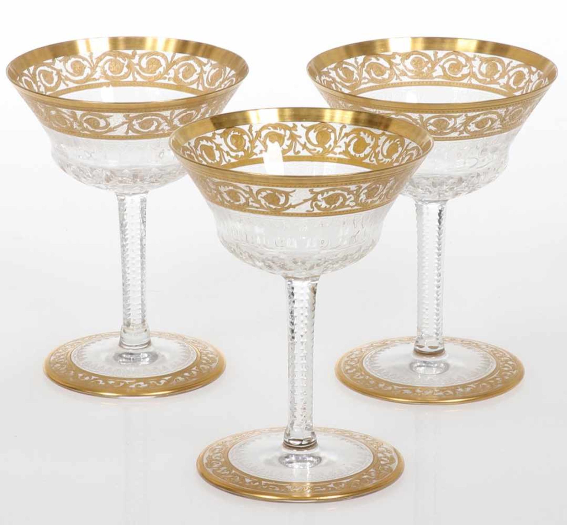 3 große Champagnerschalen "Thistle Gold"<