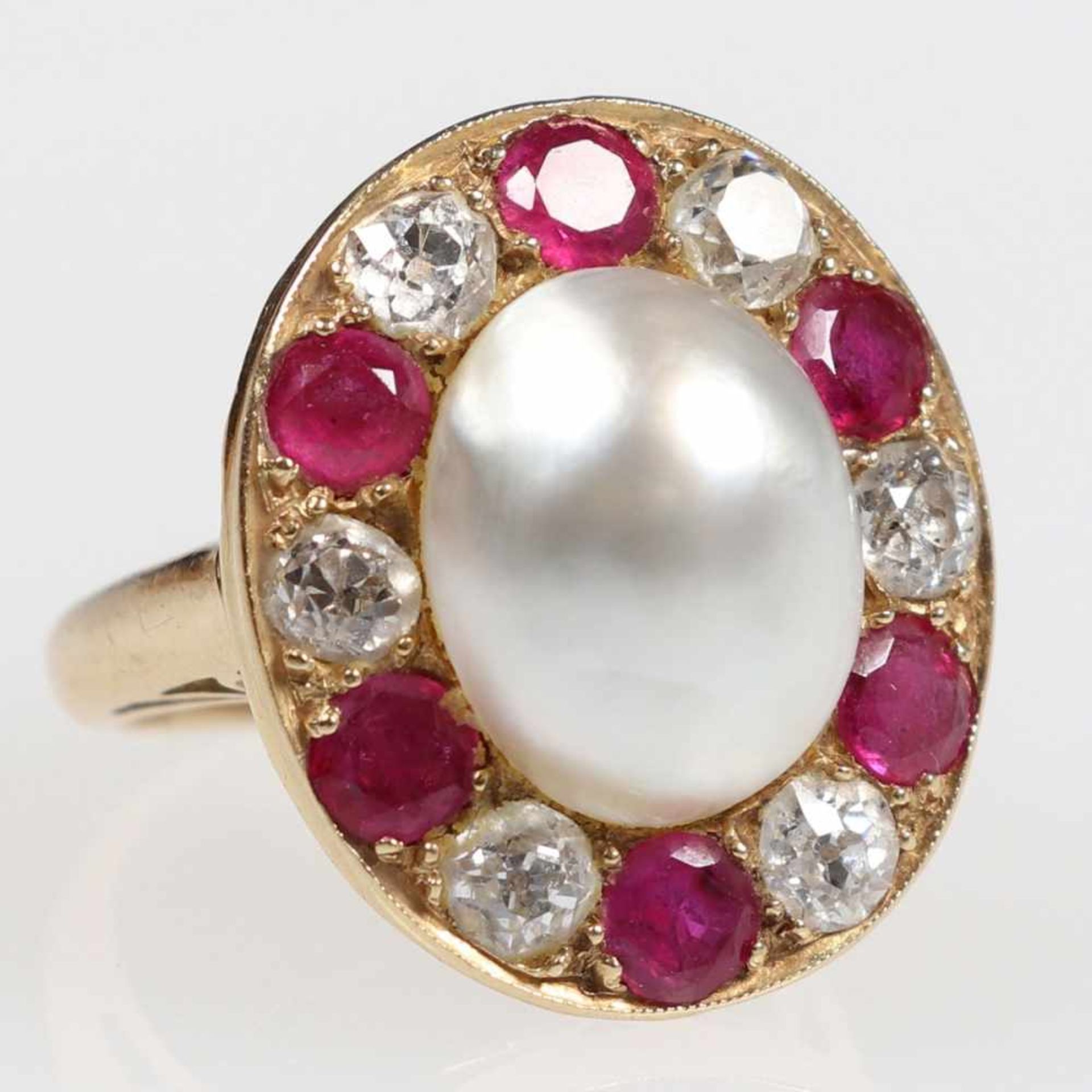 Orientperl-Ring mit Rubinen und Diamanten - Bild 2 aus 2
