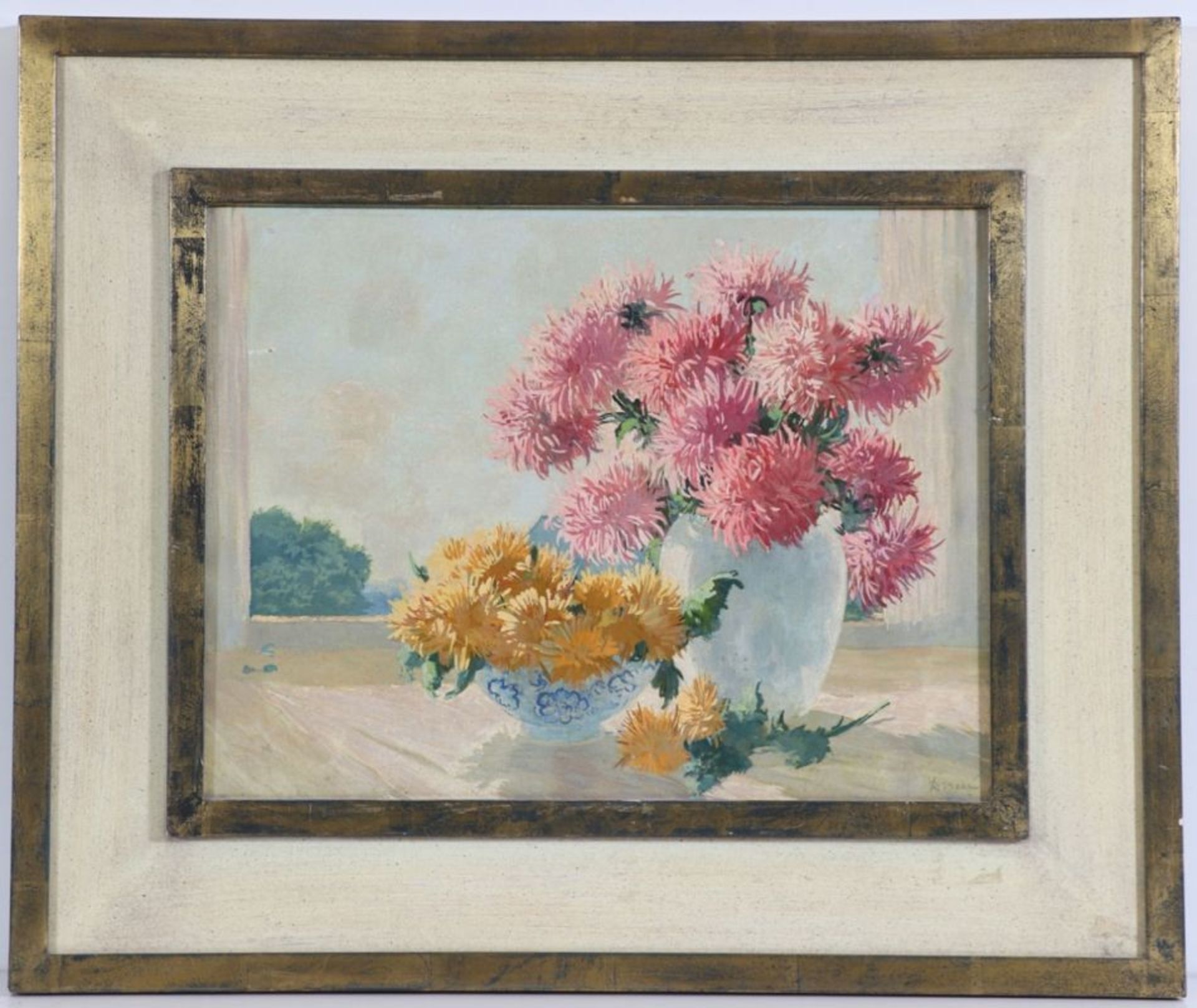 Daniel Been1885 Rotterdam - 1967 Baarn - Blumen am Fenster - Öl/Hartfaser. 33 x 43 cm. Sign. r. - Bild 2 aus 2