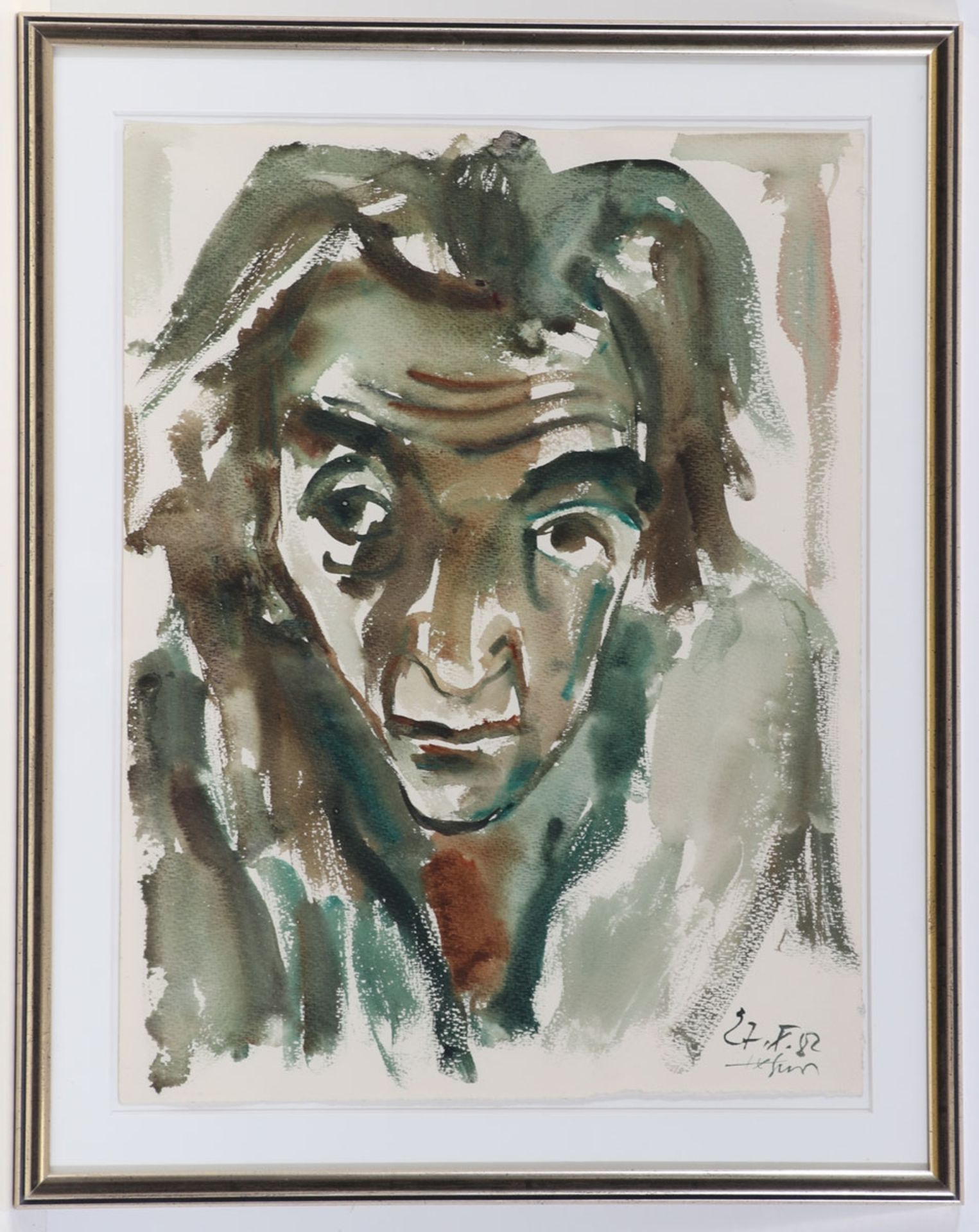 Heinz TetznerGersdorf 1920 - 2007 Gersdorf - "Selbst" - Aquarell/Papier. 48,5 x 37,2 cm. Dat. und - Bild 2 aus 2