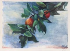 Ernst Wolfhagen1907 Hannover - 1992 Hannover - Apfelbaumzweig - Aquarell/Papier. 23,9 x 33,7 cm.