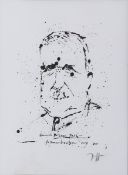 Horst Janssen1929 Hamburg - 1995 Hamburg - "Heinrich Mann" - Algrafie/Papier. 20 x 15 cm, 27,2 x