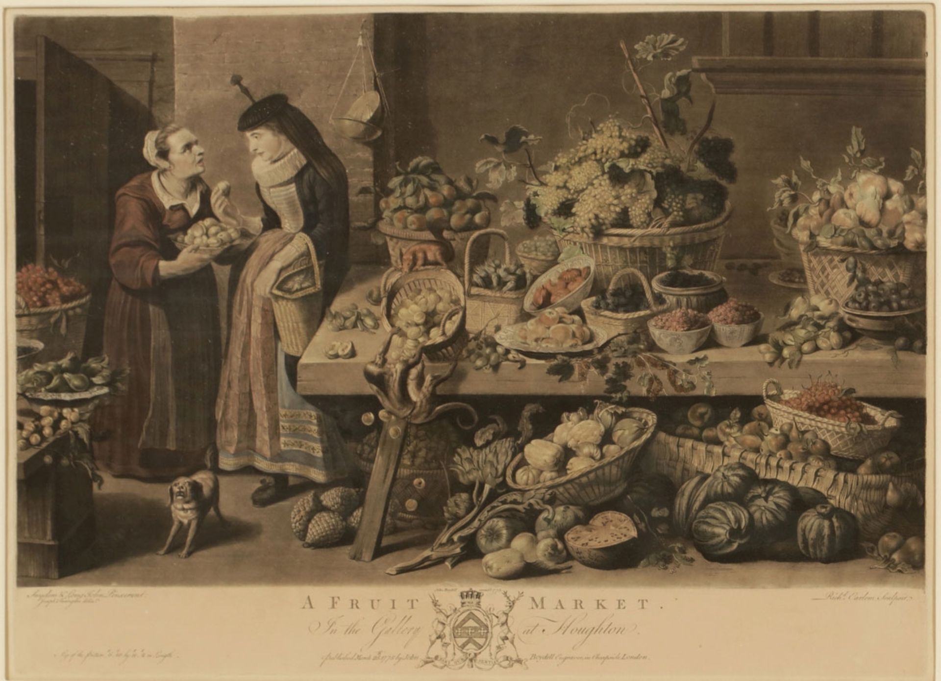 Richard Earlom1743 London - 1822 London - "A Herb Market" - - "A Game Market" - - "A Fruit Market" -