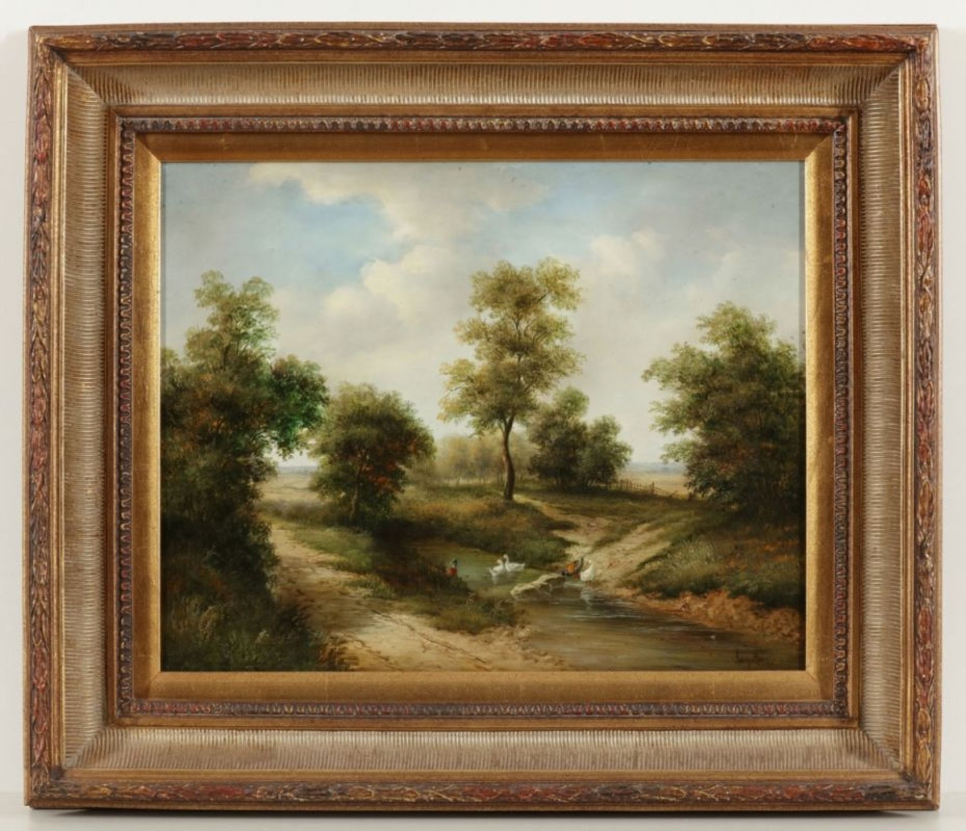 HumphreyKünstler des 19. Jahrhunderts - Lanschaft mit Enten - Öl/Holz. 40 x 50 cm. Sign. r. u.: - Bild 2 aus 2