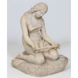 Künstler um 1900- Trauernde - Alabaster. H. 47,5 cm. Fehlstellen (Teile des Attributes, Finger).