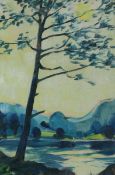 Mikhail Todorov1915 - 1997 - Landschaft mit Baum - Öl/Karton. 26,5 x 17,5 cm (