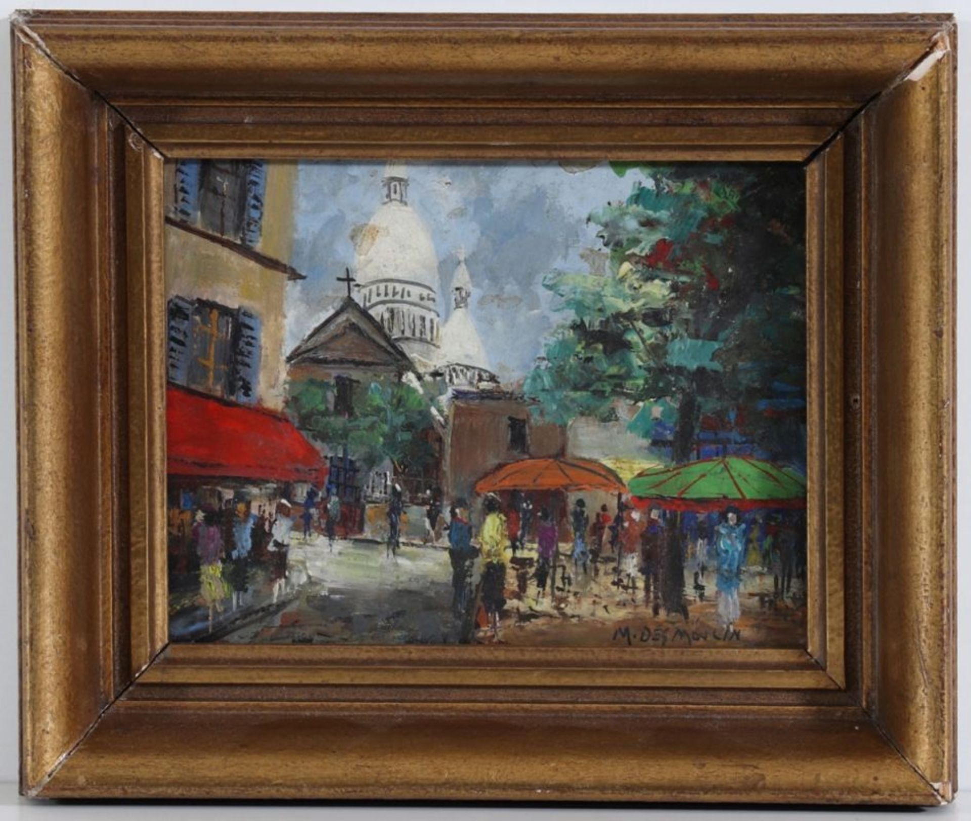 M. DesmoulinKünstler des 20. Jahrhunderts - Montmartre mit Sacré-Cour - Öl/Hartfaser. 14 x 18 cm. - Bild 2 aus 2