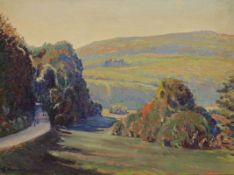 Gustave Cariot1872 Paris - 1950 Mandres - Französische Hügel-Landschaft mit Weg - Öl auf Lwd./