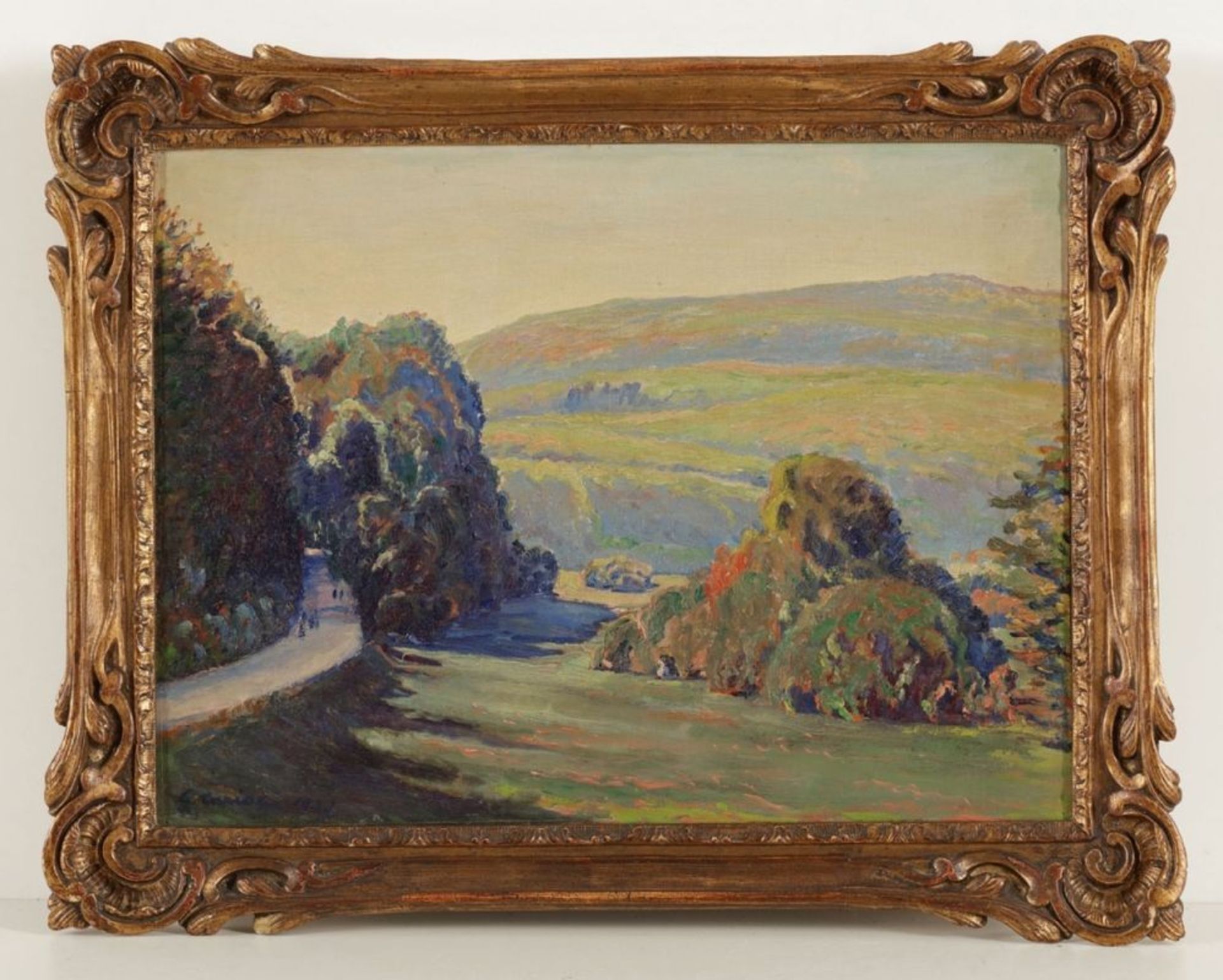 Gustave Cariot1872 Paris - 1950 Mandres - Französische Hügel-Landschaft mit Weg - Öl auf Lwd./ - Bild 2 aus 3