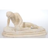 Künstler um 1900- Sterbender Gallier - Alabaster. Separat gearbeiteter Alabastersockel. H. 24,8