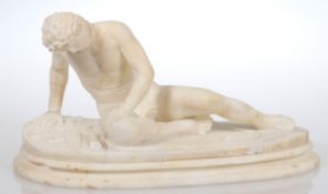 Künstler um 1900- Sterbender Gallier - Alabaster. Separat gearbeiteter Alabastersockel. H. 24,8