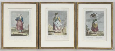 Viero, Theodor- Frauendarstellungen - Drei kolor. Kupferstiche. 23 x 17 cm, 33 x 24 cm. In der