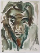 Heinz TetznerGersdorf 1920 - 2007 Gersdorf - "Selbst" - Aquarell/Papier. 48,5 x 37,2 cm. Dat. und