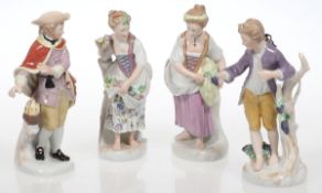 4 Figuren aus der Serie "Die vier Jahreszeiten"Fürstenberger Porzellanfabrik AG, Fürstenberg 1980-