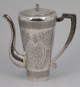Große Kaffeekanne800er Silber. Punzen: Herst.-Marke, 800, Halbmond/Krone. H. 26,5 cm. Gew.: 982 g.