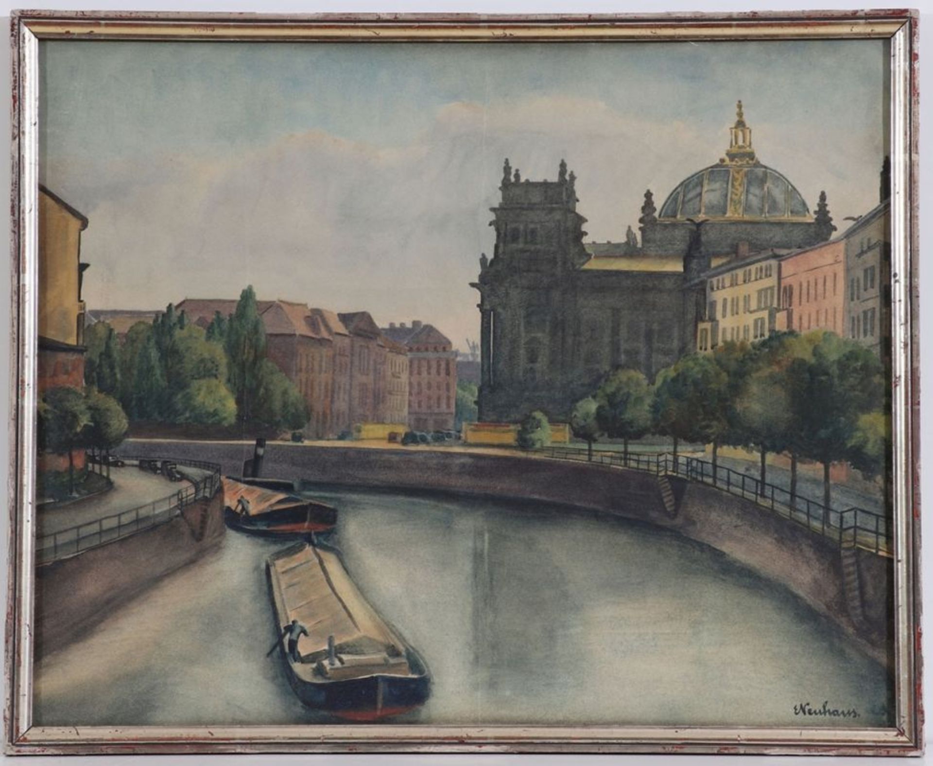 NeuhausKünstler des 20. Jahrhunderts - Berliner Reichstag mit Spreebogen - Aquarell/Papier. 50 x - Image 2 of 2