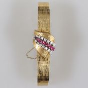 Ebel-Damenarmbanduhr mit verdeckter Schauseite besetzt mit Brillanten und Rubinen