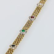 Dekoratives Armband mit Smaragden, Rubin, Saphir und Brillanten