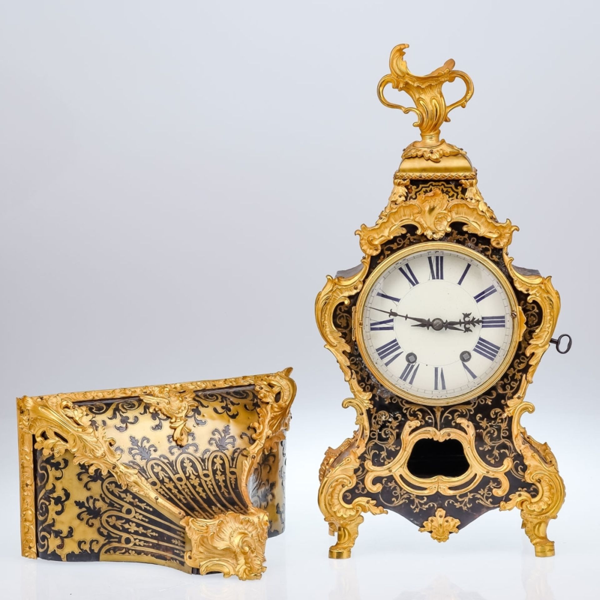 Selten Louis XV Boulle Pendule auf Konsole