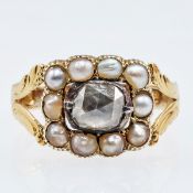 Antiker Perlen-Ring mit Diamant
