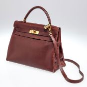 HERMÈS - Kelly Bag 32 aus Leder in Dunkelbraun