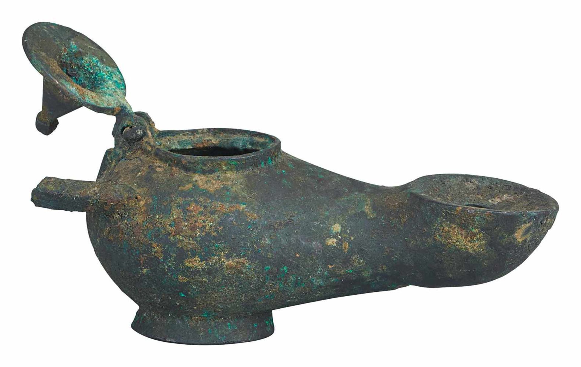 Etruskische Bronzelampe mit Scharnierdeckel - Image 2 of 2