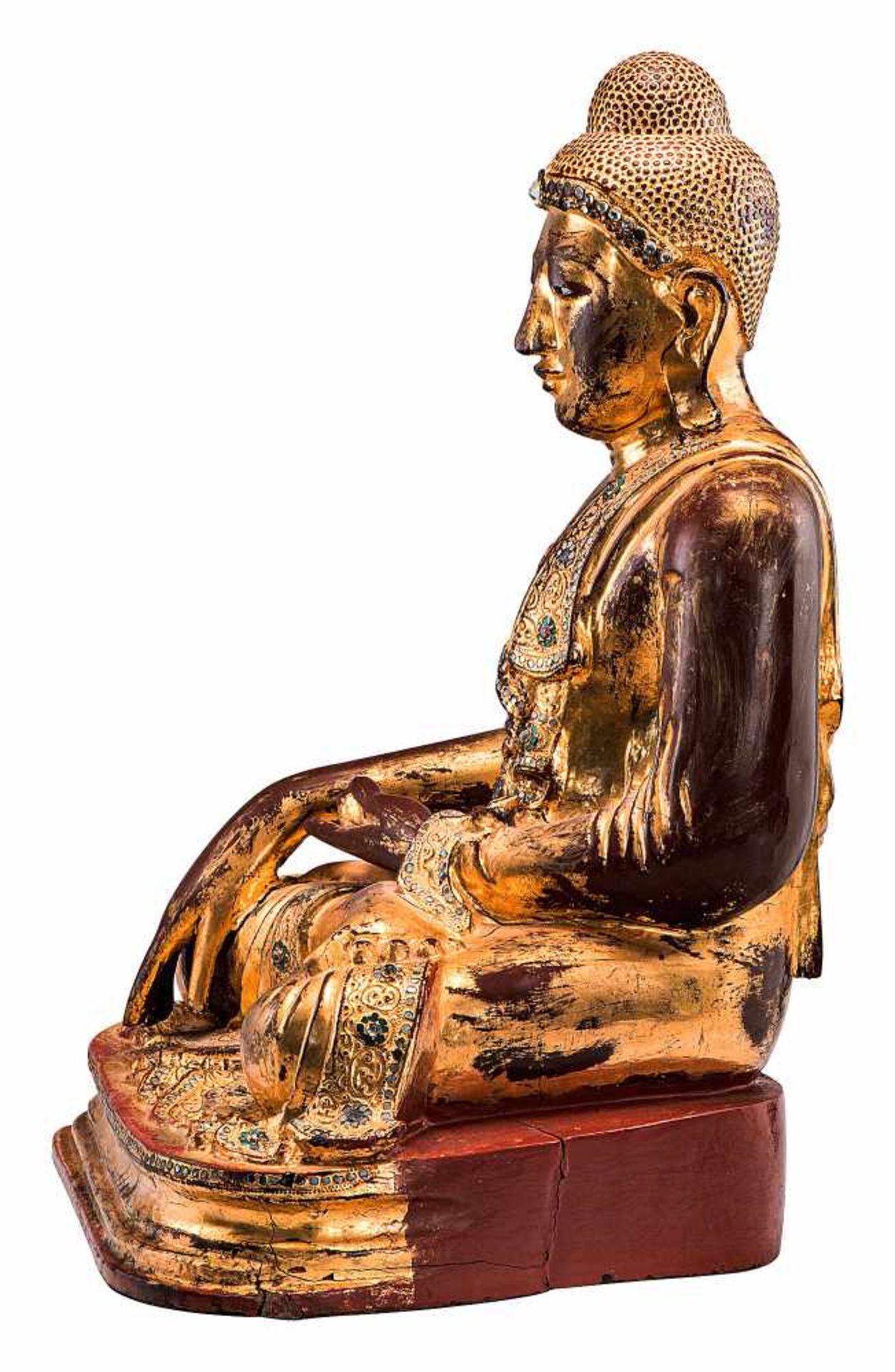 Großer Buddha Shakyamuni mit farbigen Spiegelglaseinlagen - Image 2 of 2