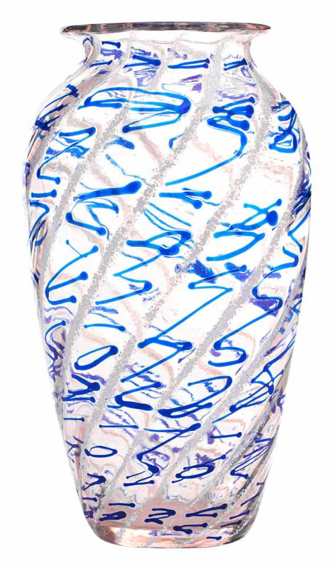Vase mit Spiralen und blauem Fadendekor