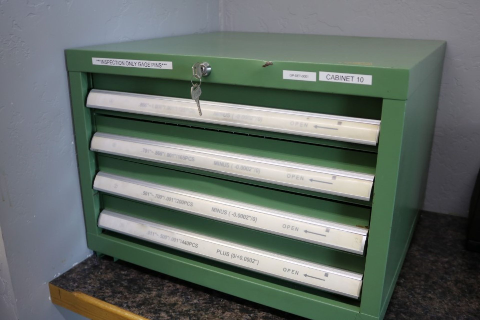 4 Drawer Sliding Cabinet with Complete Pin Gage Sets .061" - 1.00"