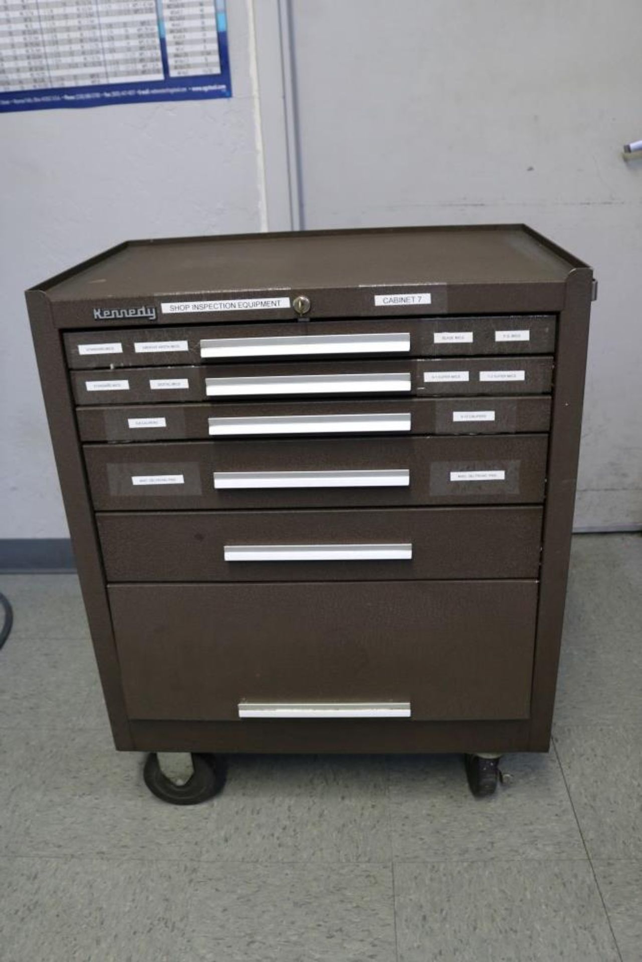 5 Drawer Kennedy Rolling Tool Box with Drawer Full of Various Pin Gages in Box .0287" - .7505"