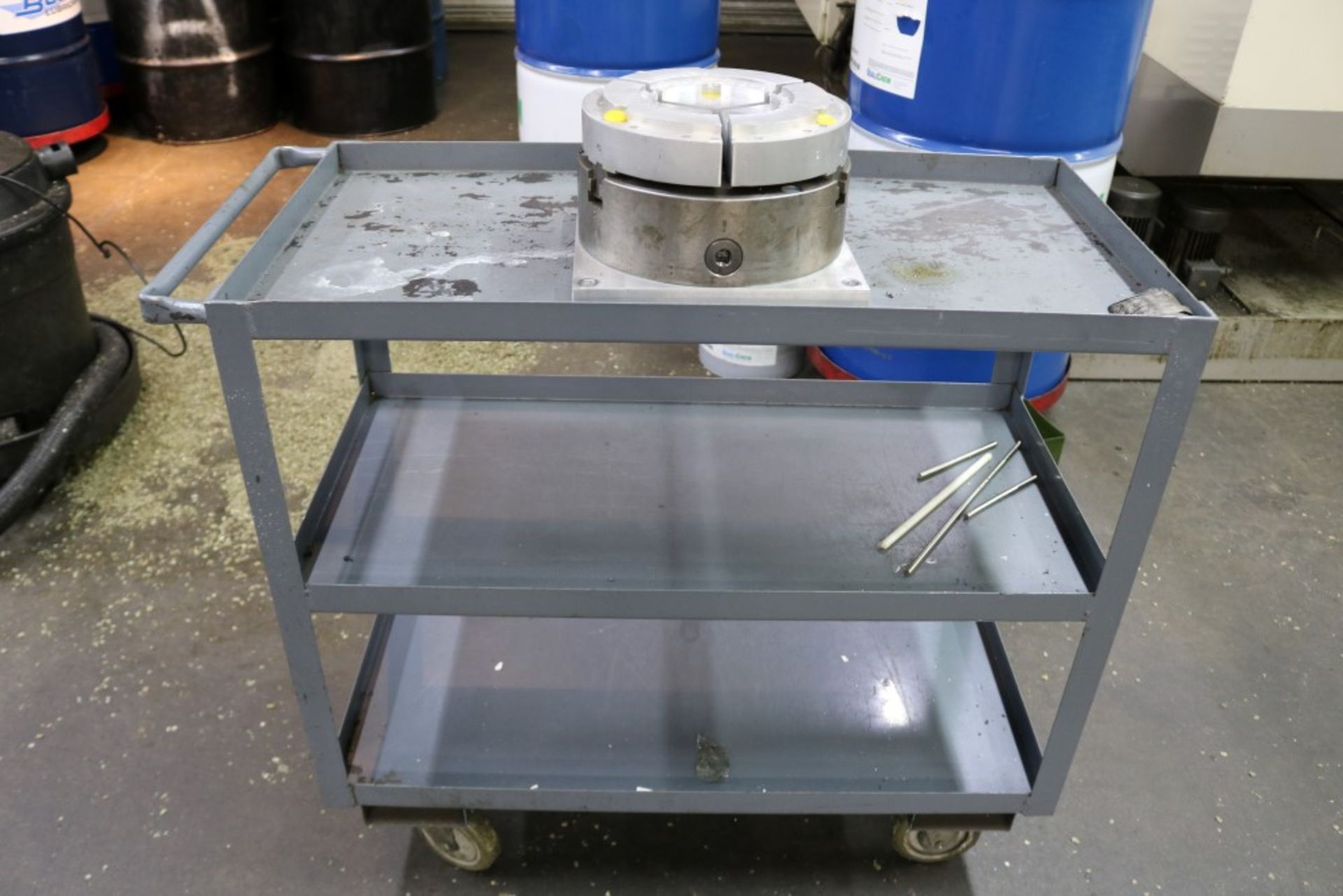 3 Tier Heavy Duty Rolling Cart with 10" 3 Jaw Chuck Fixture