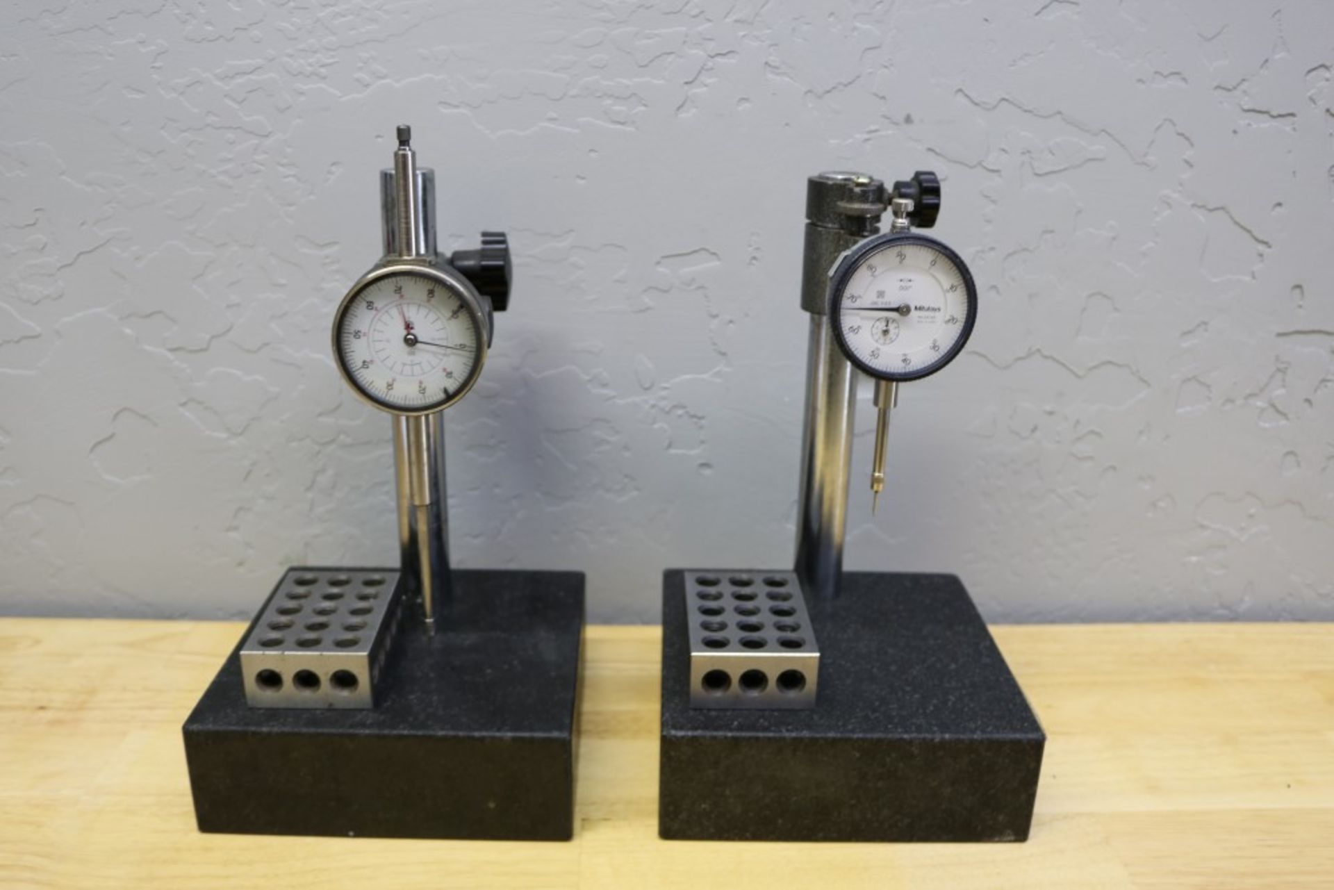 (2) Height Stand with Granite Surface Plate, Mitutoyo Drop Gage 1" and Height Stand with Granite