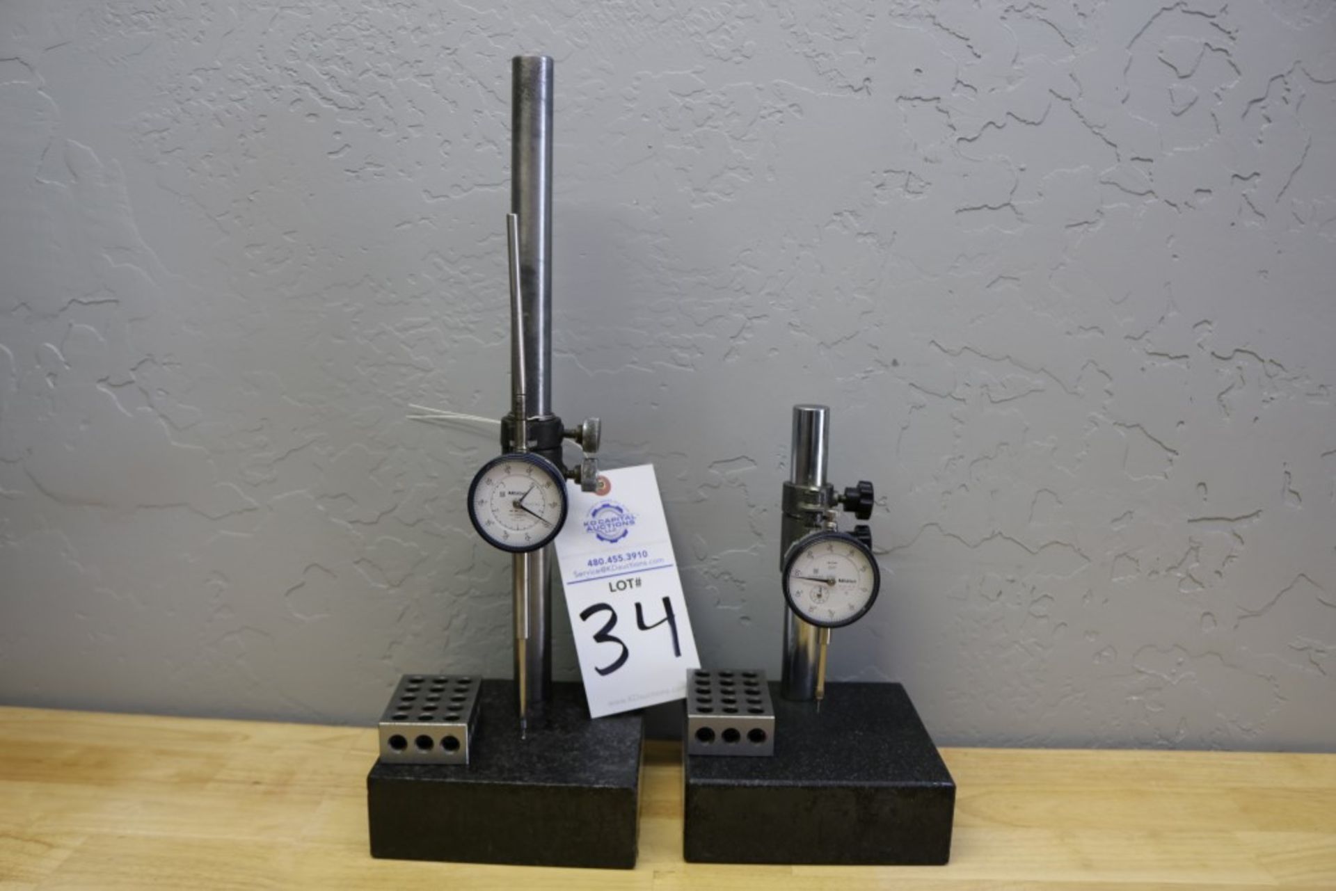 (2) Height Stands with Granite Surface Plates, Mitutoyo 2" Drop Gage and Mitutoyo 1" Drop Gage - Image 6 of 8