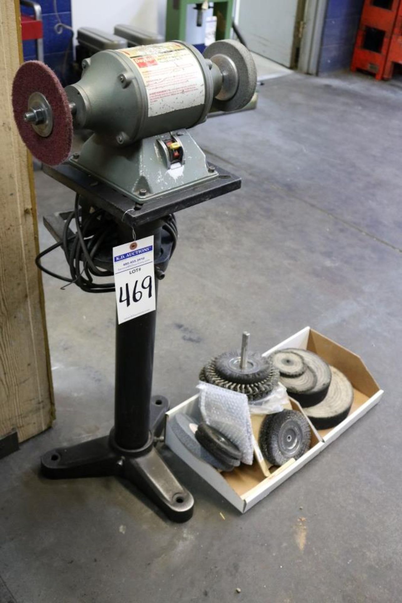 Dayton 8" Bench Grinder/Polisher on Stand with Various Grinding Wheels, Wire Brush Wheels and - Image 6 of 6