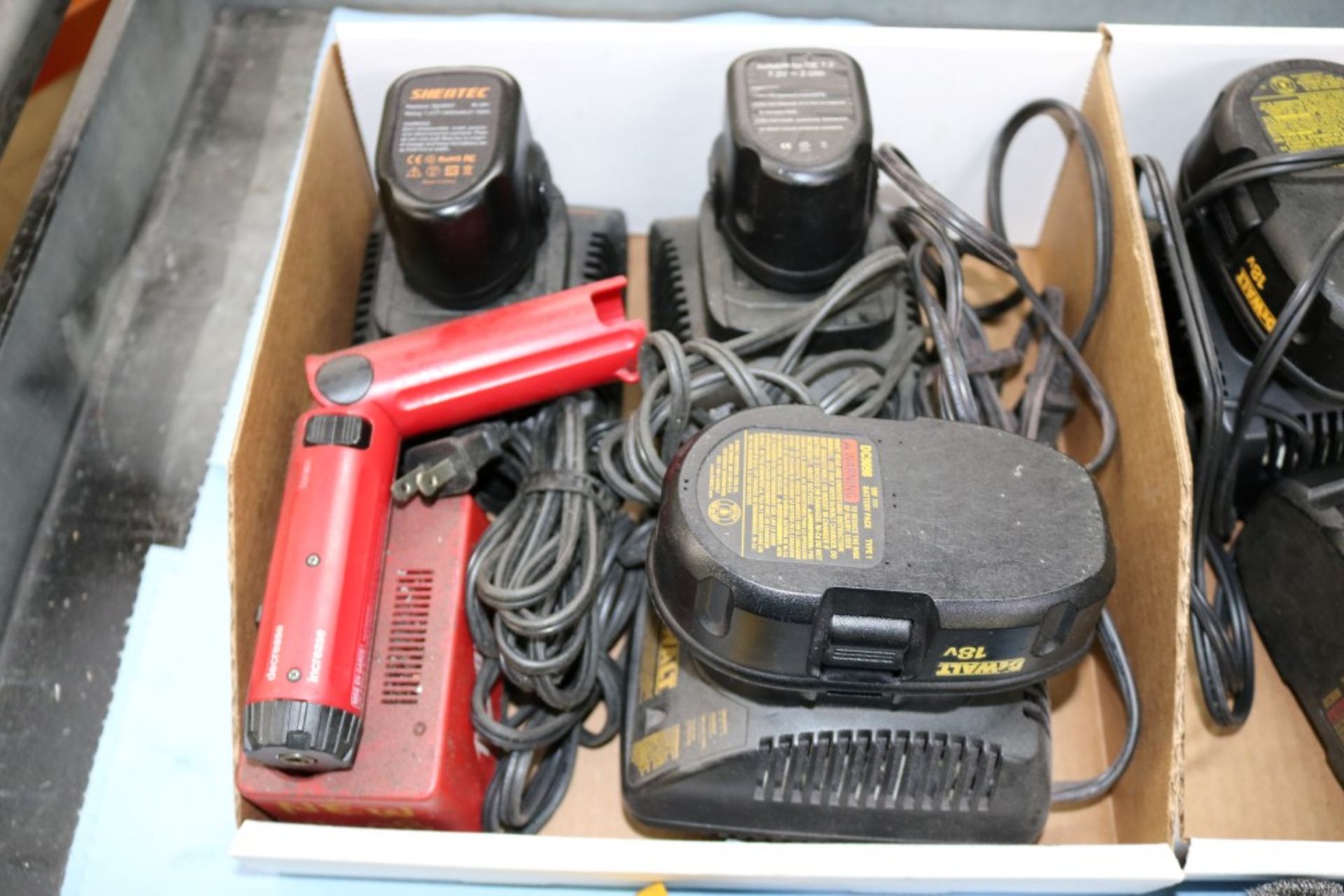 DeWalt Cordless Angle Drills with 2 Extra batteries and Chargers, Chuck Attachments, Box of Copper - Image 3 of 6