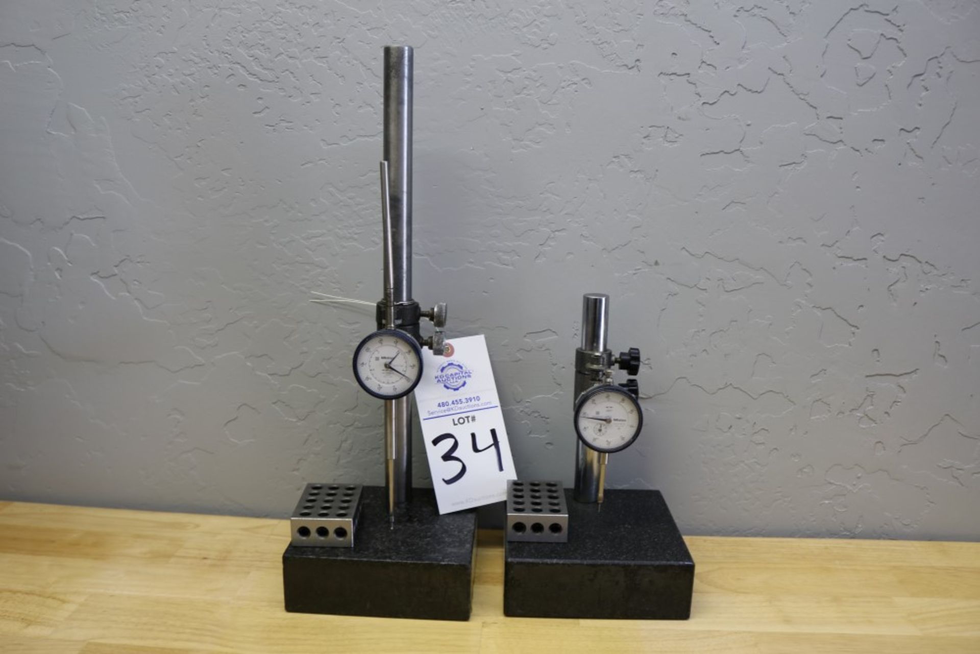 (2) Height Stands with Granite Surface Plates, Mitutoyo 2" Drop Gage and Mitutoyo 1" Drop Gage - Image 7 of 8