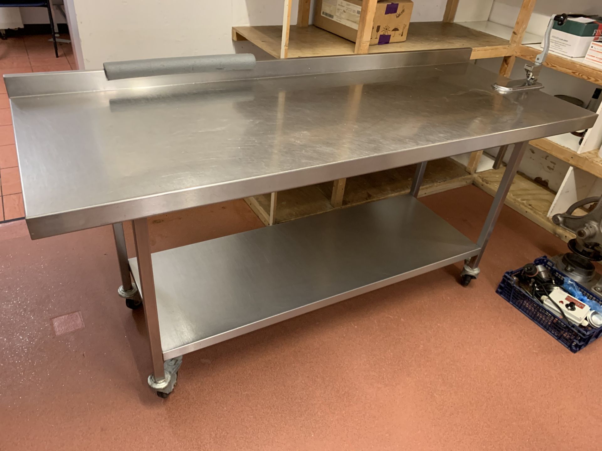 6ft stainless steel 2 tier prep table on wheels