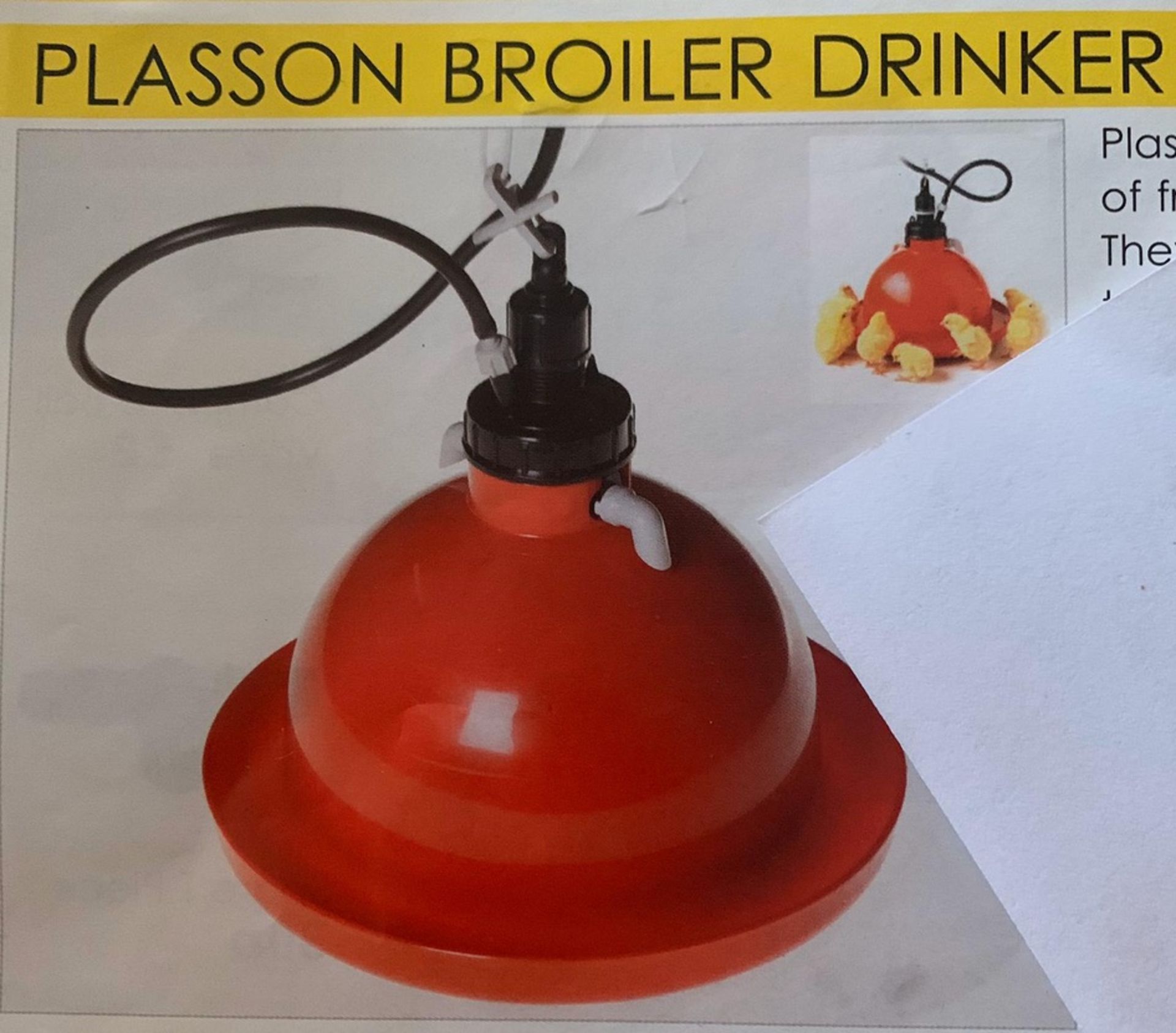 10 x Plasson broiler drinkers complete with valves