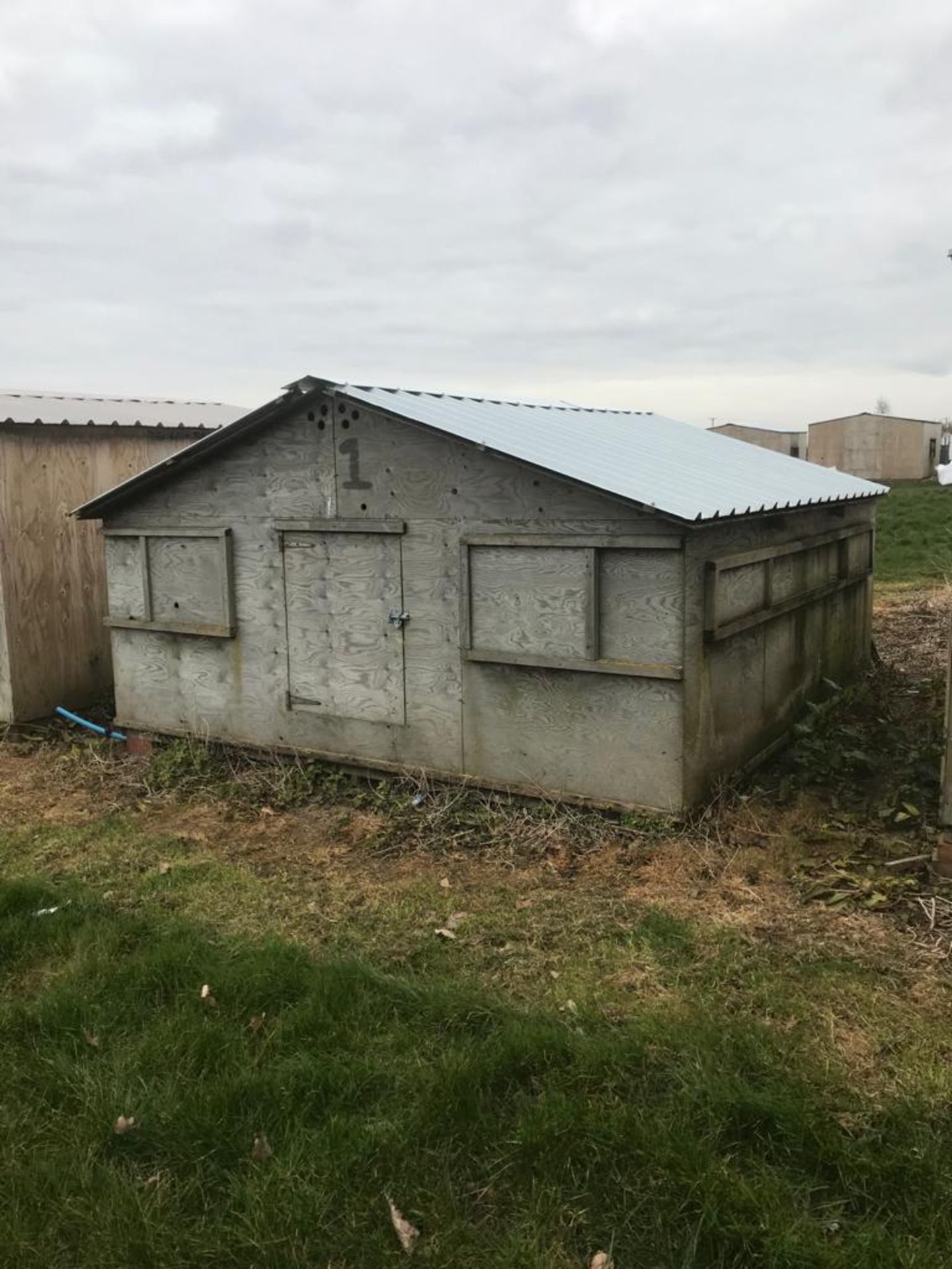 1 x 12 x 12 Brooder Hut 4ft to eave including floors BUYER TO DISMANTLE