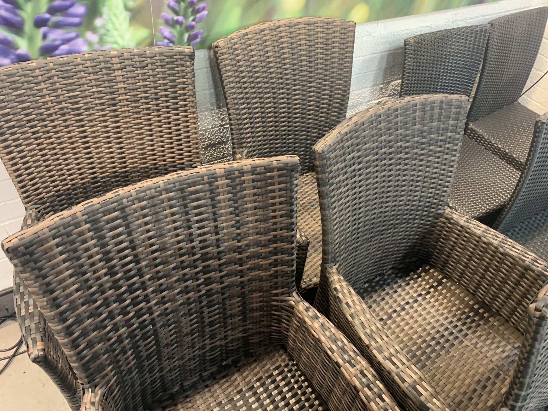 8 x Brown Maze Rattan Carver dining chairs - Image 3 of 3