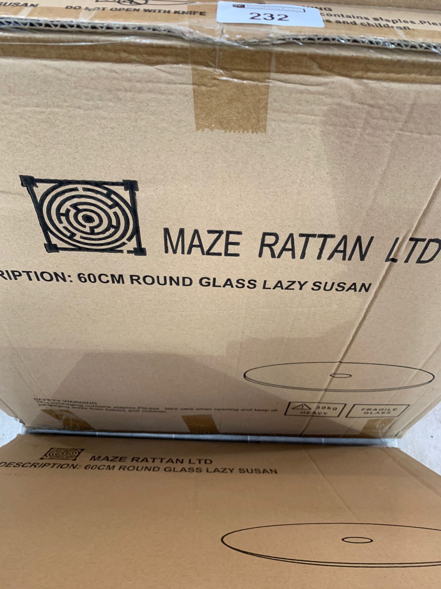 Maze Rattan 60cm round glass lazy Susan - boxed