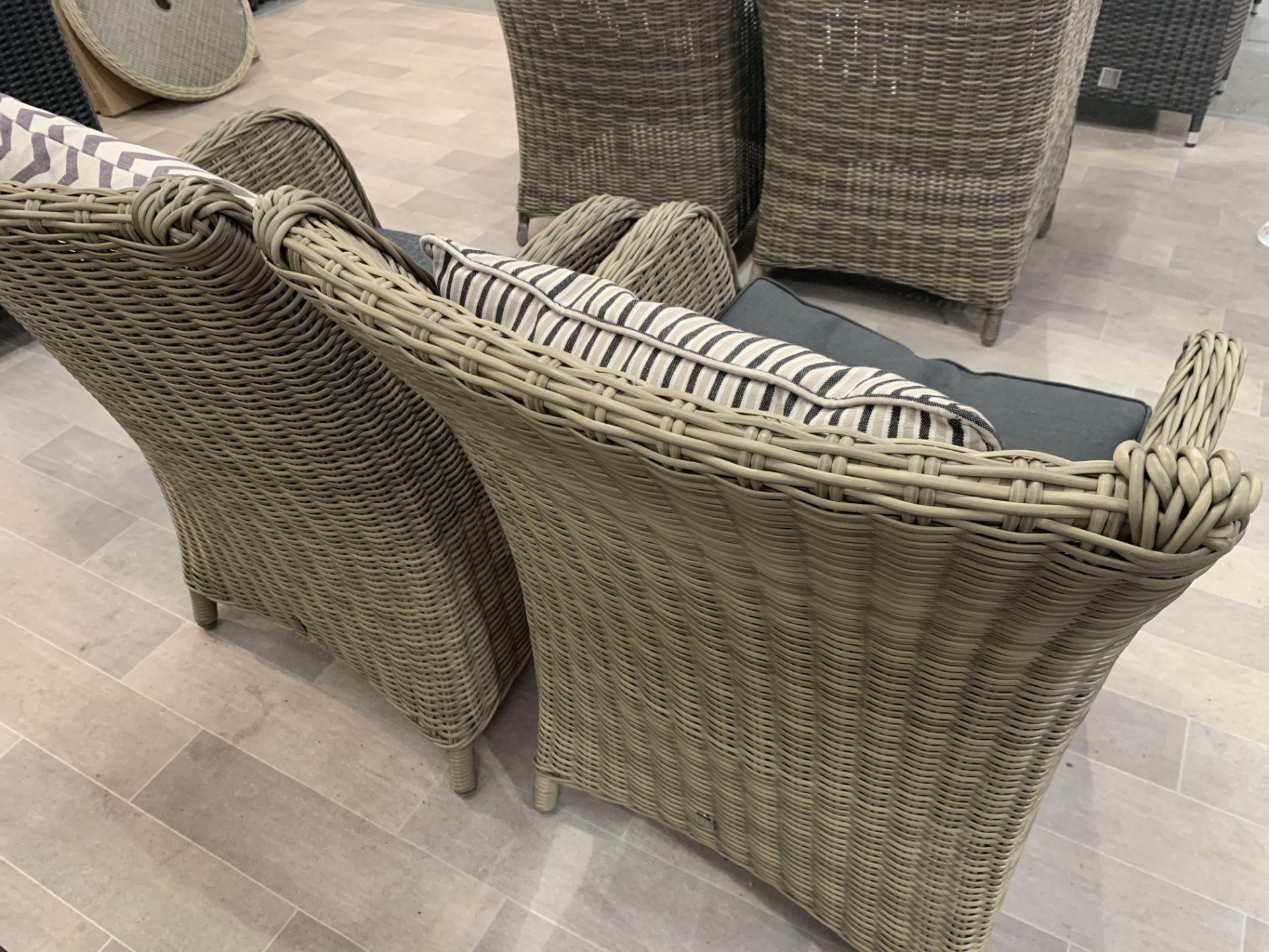 A Pair of woven Maze Rattan arm chairs with cushion seats - Image 3 of 3