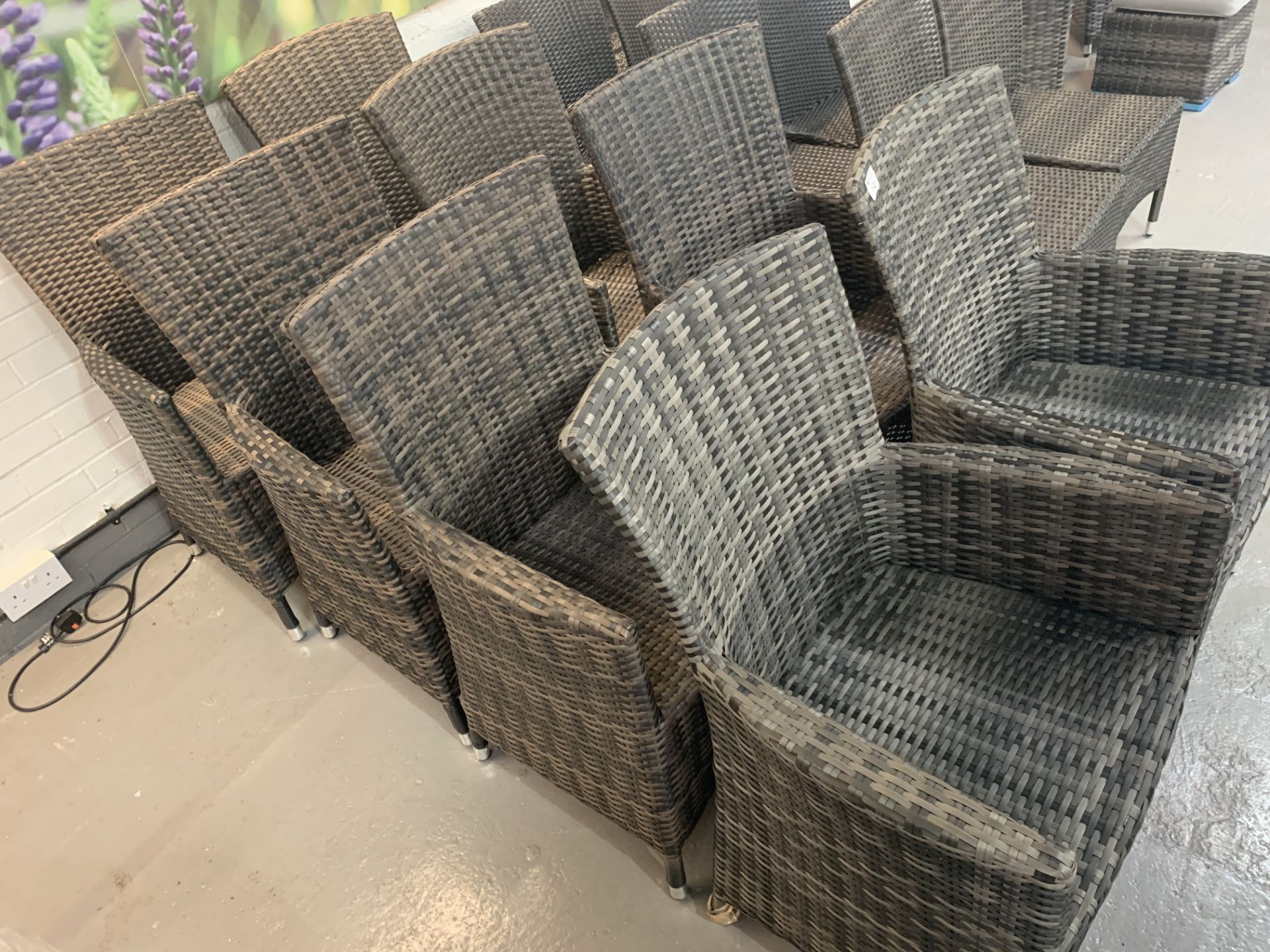8 x Brown Maze Rattan Carver dining chairs - Image 2 of 3