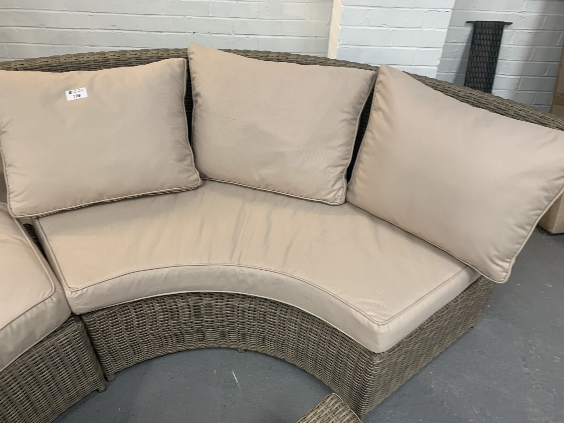 Maze Rattan light brown 2 piece curved sofa with 2 matching foot stools - Image 3 of 4