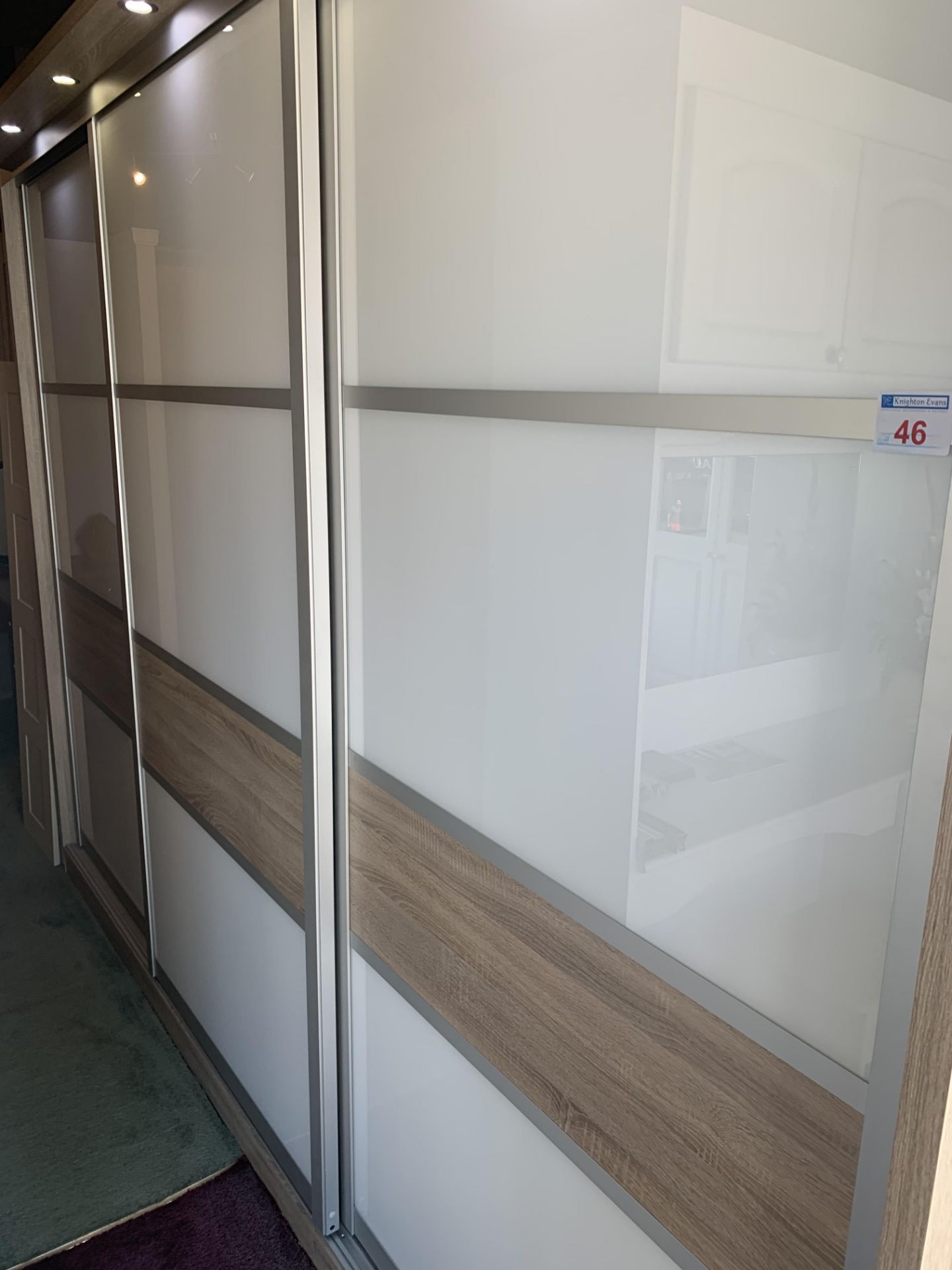 Triple sliding door aluminium fitted wardrobe front, track length 307, door height 119